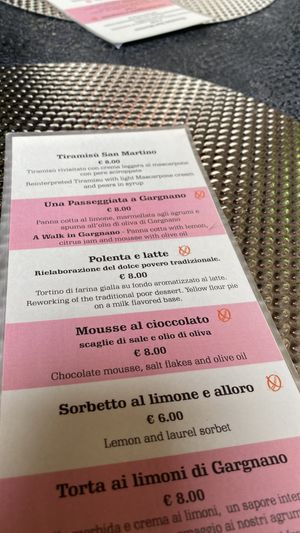 Dolci (vegano solo il sorbetto)  at Trattoria San Martino in Gargnano