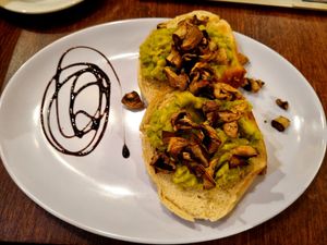 Avocado Toast + Mushrooms at Cafe Go-Go in Glasgow