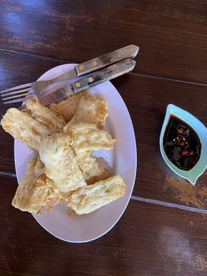 Tempeh Goreng, delicious!  at Felice's Vegetarian Restaurant in Kuta