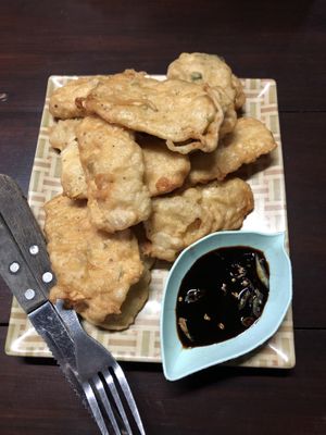 Tempeh goreng (huge portion!!)  at Felice's Vegetarian Restaurant in Kuta