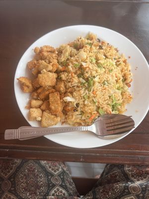 Nasi goreng with tofu/tempeh  at Felice's Vegetarian Restaurant in Kuta