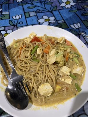 Curry pasta   at Felice's Vegetarian Restaurant in Kuta