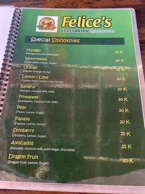   at Felice's Vegetarian Restaurant in Kuta