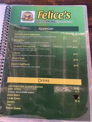   at Felice's Vegetarian Restaurant in Kuta