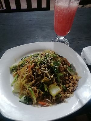 Vegan Korean japchae at Felice's Vegetarian Restaurant in Kuta