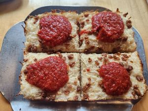 Vegan cheese and vegan meat at Woodward Pizza in Edmond