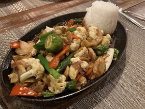 Mushroom sizzling sissig  at Hungry Monkeys in Cebu