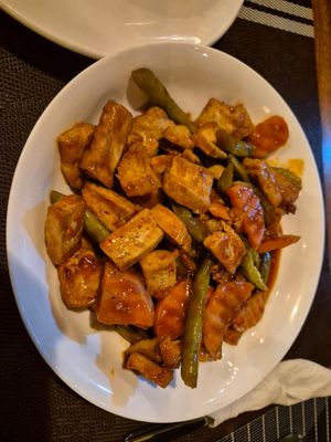 Sweet and sour tofu at Hungry Monkeys in Cebu