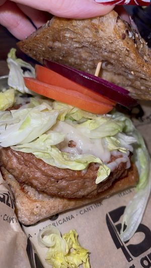Vegan beyond burger with vegan cheese !  #Veganuary at Bar Grazie in Massapequa Park