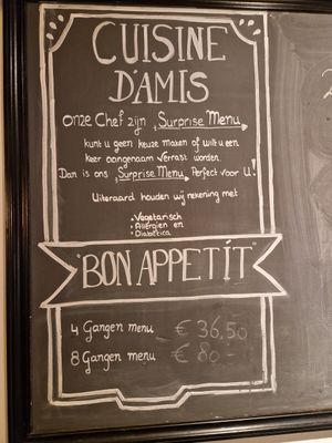 Mogelijkheden en prijzen (dit is ook vegan mogelijk!) at Cuisine by Tromp in Oostvoorne