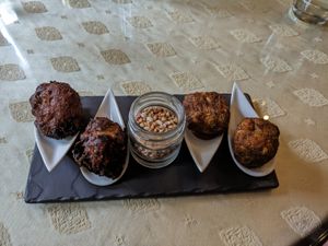 Bhaji and falafel amuse bouche at Roman Camp Hotel in Callander