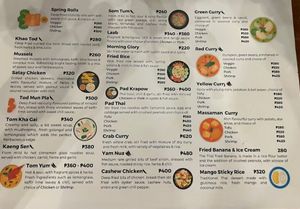Menu at Big Bad Thai in El Nido