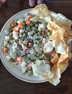 Vegan Olivier salad at Tyche in Antalya