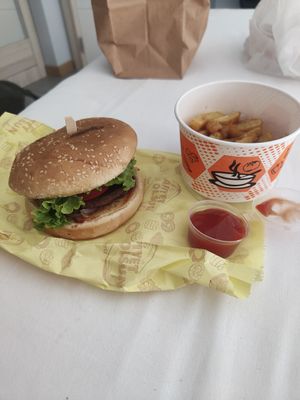 Burger and fries 🍔 🍟 at Tyche in Antalya