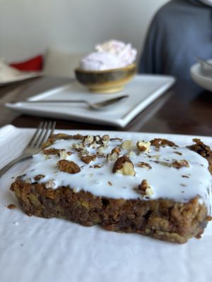 Carrot cake and vegan ice cream   at Tyche in Antalya