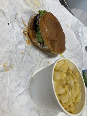 Bacon and Ranch burger with a side of Mac and Cheese—excellent!   at The Vegetable Hunter - Hershey in Hershey