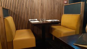 Booths, the seating area towards the back of the restaurant at Bhoomi Kitchen in Headington