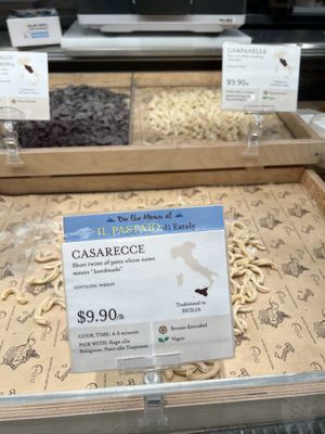 Vegan options clearly labeled   at Eataly in Dallas