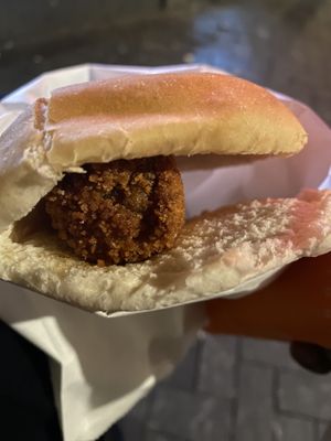 Croquette with bread.  at Vlaamse Frites Snackland in Amsterdam