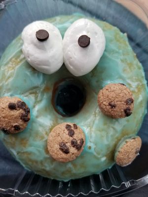 Cookie monster donut at My Vegan Sweet Tooth in Virginia Beach