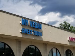 Outside signage at My Vegan Sweet Tooth in Virginia Beach