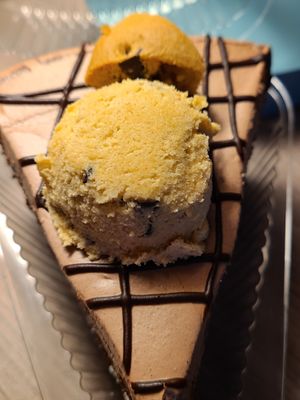 Chocolate cake with chocolate chip cookie dough topping at My Vegan Sweet Tooth in Virginia Beach