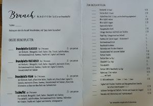Breakfast menu at Drahtseilbähnli in St Gallen