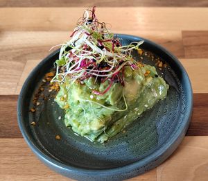 Avocado mash with dukkah (spice blend) at Drahtseilbähnli in St Gallen