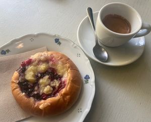 Vegan pastry and espresso   at Kolacherie Celetna in Prague