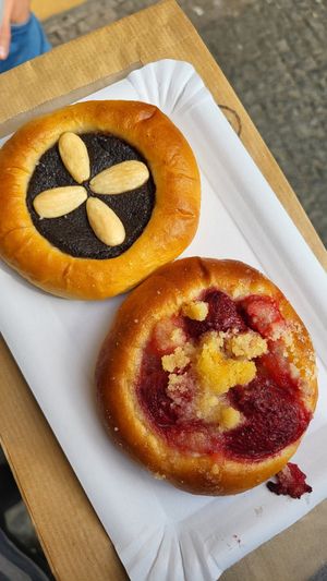 Poppy and strawberry pastries at Kolacherie Celetna in Prague
