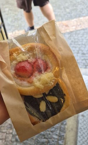 Plum & strawberry kolaches at Kolacherie Celetna in Prague
