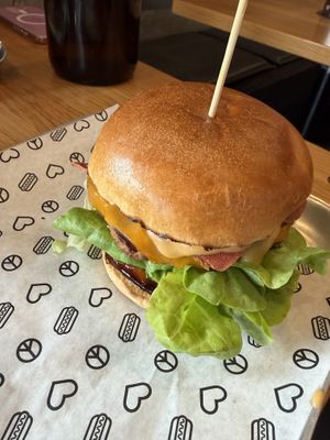 Burger with the lot  at Hello Sam in Bentleigh East