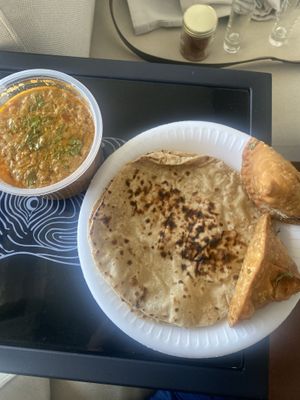 Chana masala, bread, samosa  at Rich Taste Of India in Cabo San Lucas