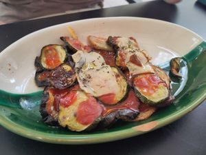 "Lasagna" was OK but I wouldn't name it lasagna at La Cabra Feliz Bar Etico in Mallorca