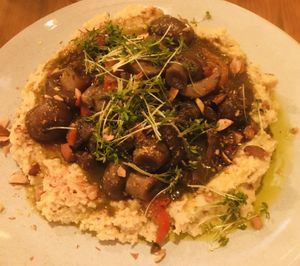 Ginger hummus with sauteed mushrooms  at Creativa in Ingolstadt