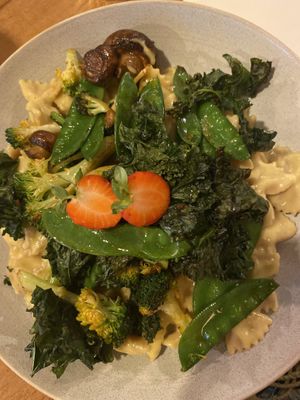 Dish of the day: pasta with vegetables and ‚cheese‘ sauce  at Creativa in Ingolstadt