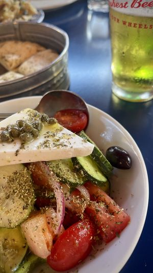 Greek Salad w coconut feta  at The Greek in Vancouver