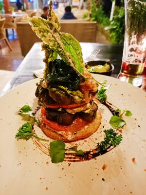 Zucchini pancakes at Meru Ubud in Ubud