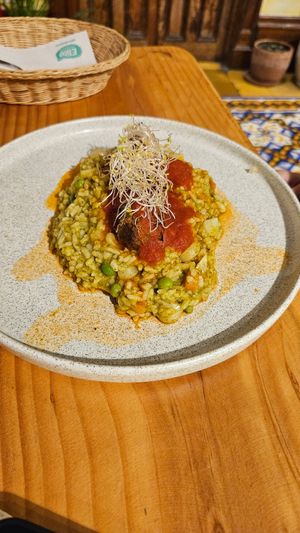 Risoto com almôndegas at Florencia - Vegan Kitchen in Lima