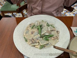 Ravioli with bechamel sauce at Florencia - Vegan Kitchen in Lima