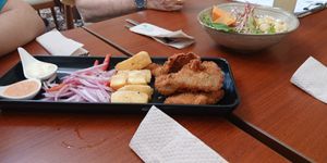 Chicharron and ceviche at Florencia - Vegan Kitchen in Lima