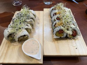 Ceviche maki and charapita maki   at Florencia - Vegan Kitchen in Lima