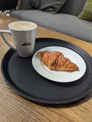 Soy Latte and raspberry croissant 👌 at Caffè Nero - Dubai Mall in Dubai
