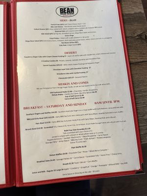 Menu  at Bean Vegan Cuisine in Charlotte