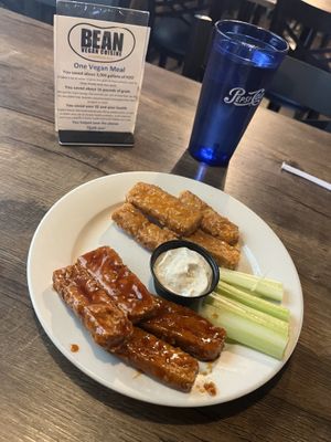 Tofu Fingers (1/2 Korean BBQ & 1/2 Buffalo)  at Bean Vegan Cuisine in Charlotte
