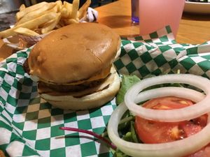 “bacon” cheese burger- very good at Bean Vegan Cuisine in Charlotte