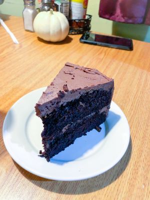 Chocolate cake is delicious!  at Bean Vegan Cuisine in Charlotte