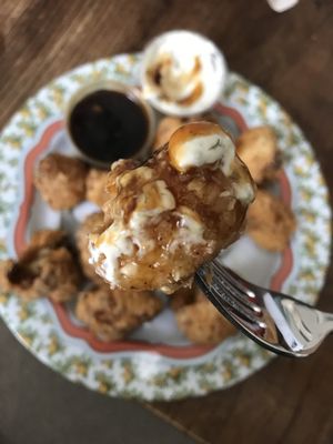 BBQ cauliflower bites taken home at Bean Vegan Cuisine in Charlotte