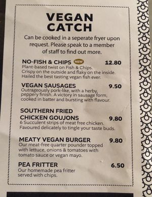 Vegan menu   at Fishermans Bay in Whitley Bay