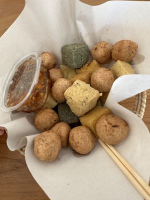 Fried mixed tofu + shiitake mushrooms   at Pim Tofu in Chiang Mai